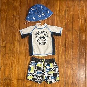 Koala Kids Blue and White Swim Suit Set
